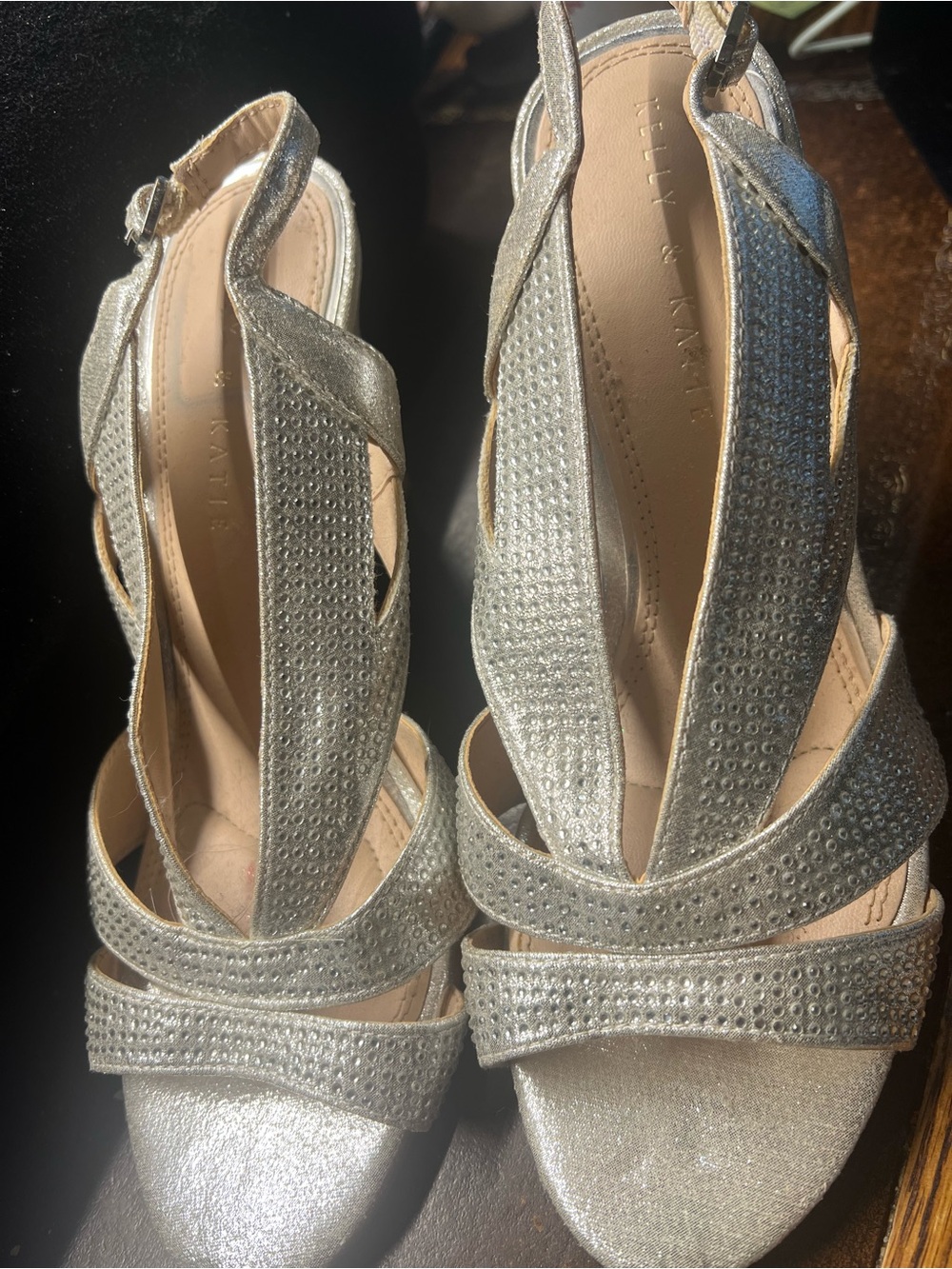 Kelly & Katie Silver Sparkle Strappy Heeled Sandals